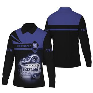 Railspirit Custom Name New York, Chicago and St. Louis Railroad Long Sleeve Polo Shirt Train Ticket Nickel Plate Road Printed Shirt