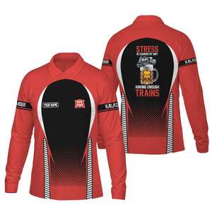 Railspirit Personalized Chicago, Rock Island and Pacific Railroad Long Sleeve Polo Shirt Rock Island Railroad Train Long Sleeve Polo Shirt Gift Idea For Train Lover