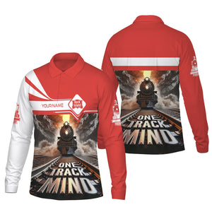 Railspirit Personalized Chicago, Rock Island and Pacific Railroad Long Sleeve Polo Shirt One Track Mind Rock Island Railroad Train Printed Shirt