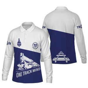 Railspirit Custom Name B&O Great States Railroad Long Sleeve Polo Shirt One Track Mind Printed Shirt