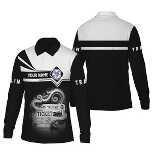 Railspirit Custom Name B&O Great States Railroad Long Sleeve Polo Shirt Train Ticket Printed Shirt