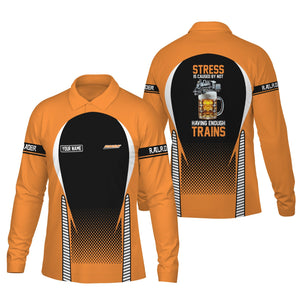 Railspirit Personalized BNSF Railway Long Sleeve Polo Shirt Train Long Sleeve Polo Shirt Gift Idea For Train Lover