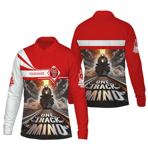 Railspirit Personalized The Chief Santa Fe Railroad Long Sleeve Polo Shirt One Track Mind Train Printed Shirt