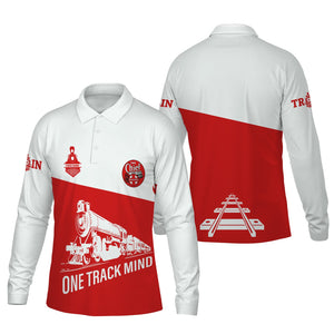Railspirit Custom Name The Chief Santa Fe Railroad Long Sleeve Polo Shirt One Track Mind Printed Shirt