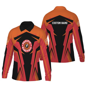 Railspirit Personalized Pacific Electric Railroad Long Sleeve Polo Shirt Strong Line Train Long Sleeve Polo Shirt Gift Idea For Train Lover