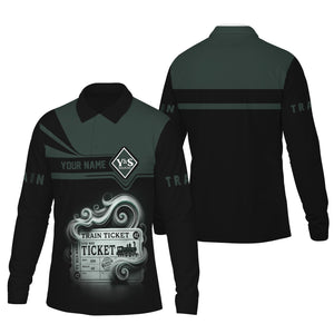 Railspirit Custom Name Youngstown & Southern Railroad Long Sleeve Polo Shirt Train Ticket Printed Shirt