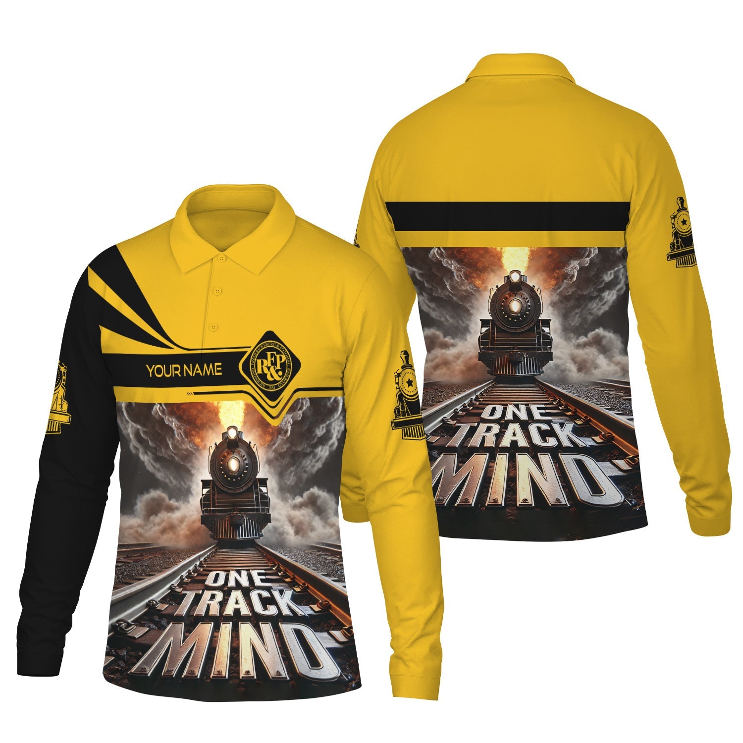 Railspirit Personalized Richmond, Fredericksburg And Potomac Railroad Long Sleeve Polo Shirt One Track Mind Train Printed Shirt