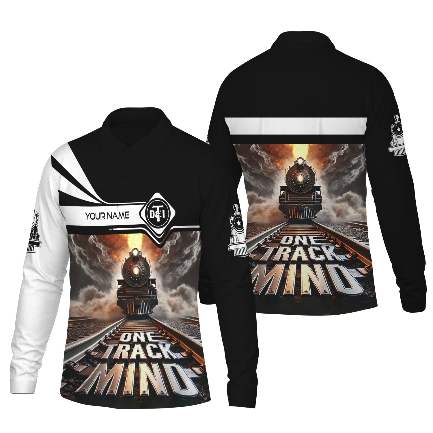 Railspirit Personalized Detroit Toledo And Ironton Railroad Long Sleeve Polo Shirt One Track Mind Train Printed Shirt