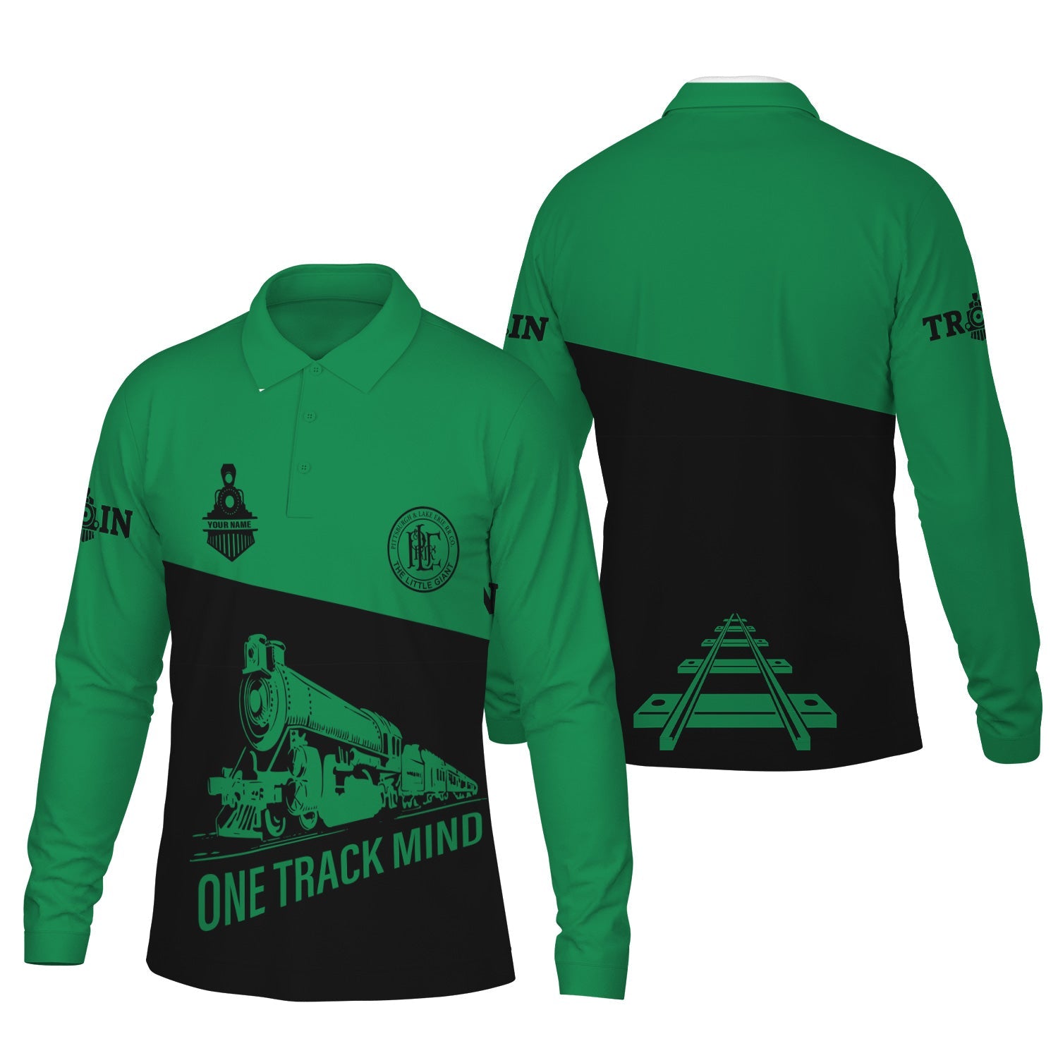 Railspirit Custom Name Pittsburgh And Lake Erie Railroad Long Sleeve Polo Shirt One Track Mind Printed Shirt