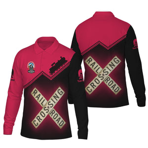 Railspirit Custom Name Durango And Silverton Narrow Gauge Railroad Long Sleeve Polo Shirt Railroad Crossing Printed Train Track Shirt