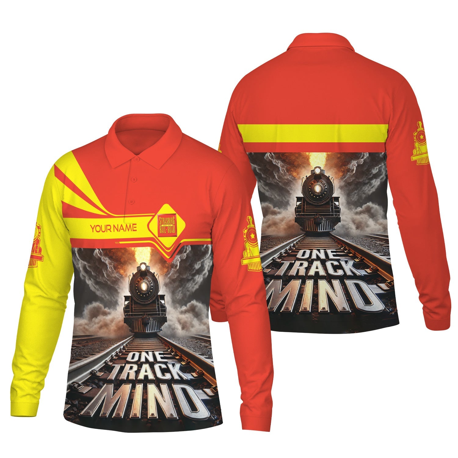 Railspirit Personalized Strasburg Railroad Long Sleeve Polo Shirt One Track Mind Train Printed Shirt