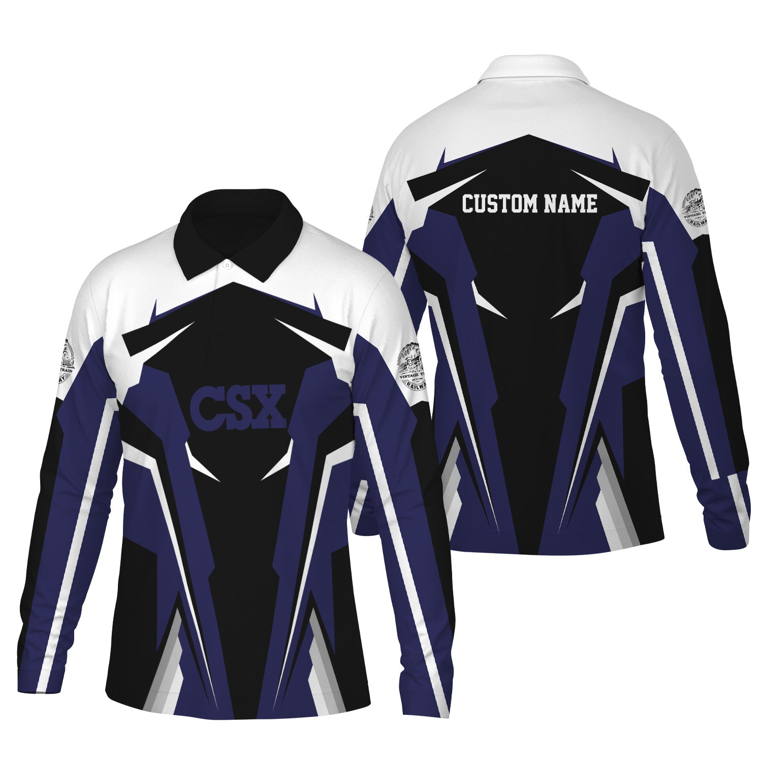 Railspirit Personalized CSX Transportation Railroad Long Sleeve Polo Shirt Strong Line Train Long Sleeve Polo Shirt Gift Idea For Train Lover