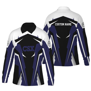 Railspirit Personalized CSX Transportation Railroad Long Sleeve Polo Shirt Strong Line Train Long Sleeve Polo Shirt Gift Idea For Train Lover