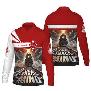 Railspirit Personalized Monon Railroad Long Sleeve Polo Shirt One Track Mind Train Printed Shirt