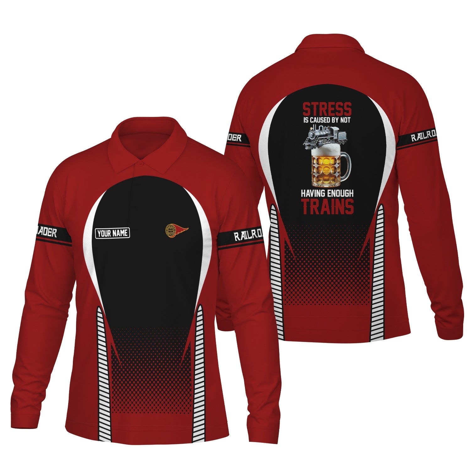 Railspirit Personalized Western Maryland Railway Long Sleeve Polo Shirt Train Long Sleeve Polo Shirt Gift Idea For Train Lover