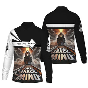 Railspirit Personalized Norfolk Southern Railway Long Sleeve Polo Shirt One Track Mind Train Printed Shirt