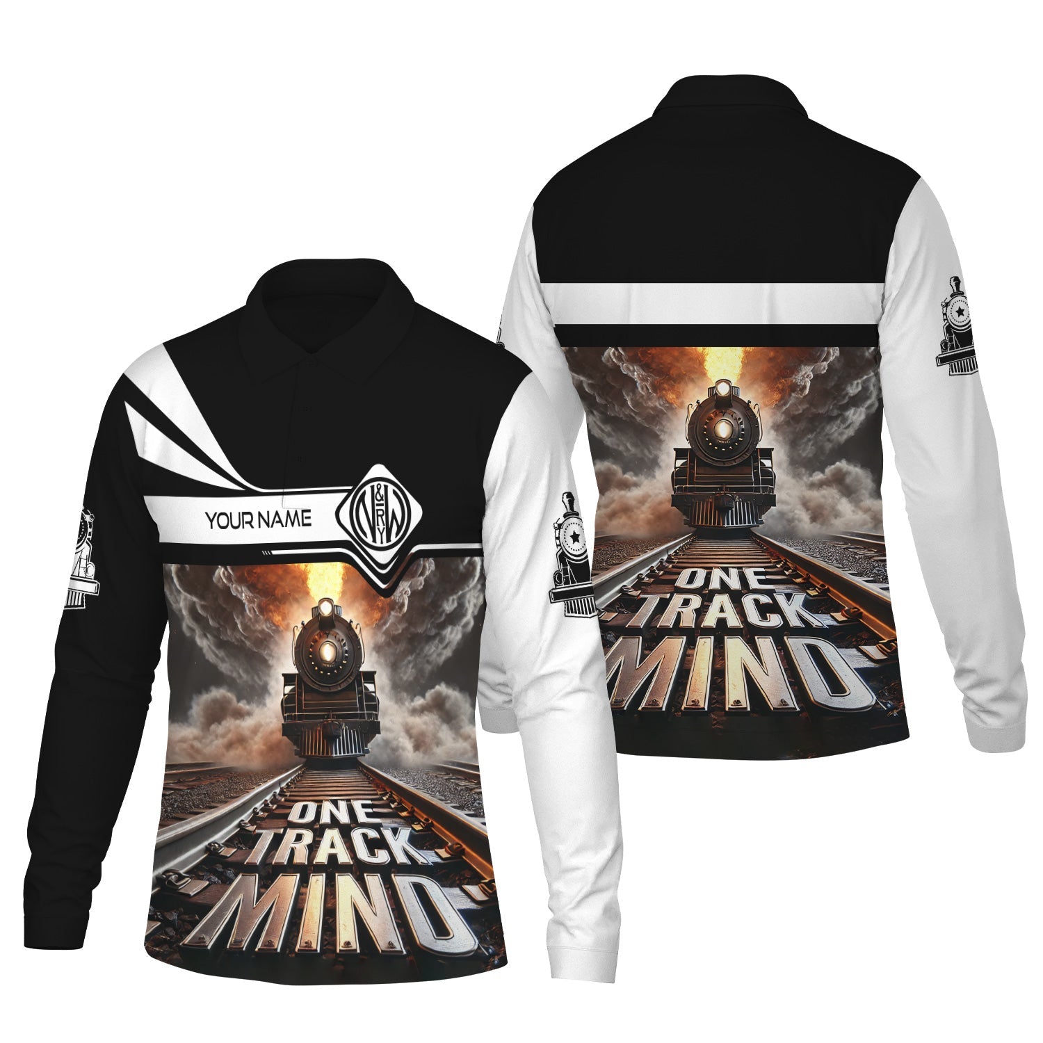 Railspirit Personalized Norfolk and Western Railway Long Sleeve Polo Shirt One Track Mind N&W Train Printed Shirt