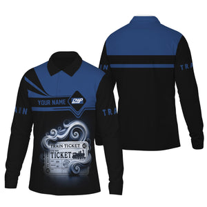Railspirit Custom Name Duluth, Winnipeg and Pacific Railway Long Sleeve Polo Shirt Train Ticket Printed Shirt