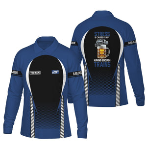 Railspirit Personalized Duluth, Winnipeg and Pacific Railway Long Sleeve Polo Shirt Train Long Sleeve Polo Shirt Gift Idea For Train Lover