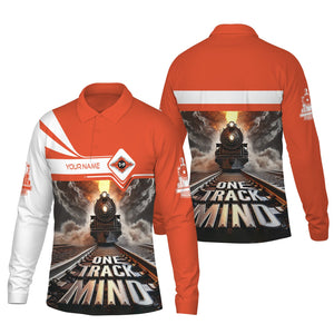 Railspirit Personalized Texas and Pacific Railway Long Sleeve Polo Shirt One Track Mind Train Printed Shirt