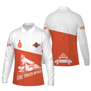 Railspirit Custom Name Texas and Pacific Railway Long Sleeve Polo Shirt One Track Mind Printed Shirt