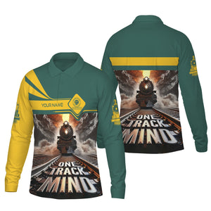 Railspirit Personalized Southern Railway U.S Long Sleeve Polo Shirt One Track Mind SOU Train Printed Shirt