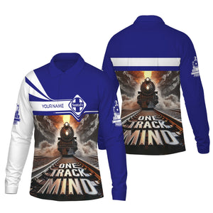 Railspirit Personalized Santa Fe Railway Long Sleeve Polo Shirt One Track Mind Atchison, Topeka and Santa Fe Railway Train Printed Shirt