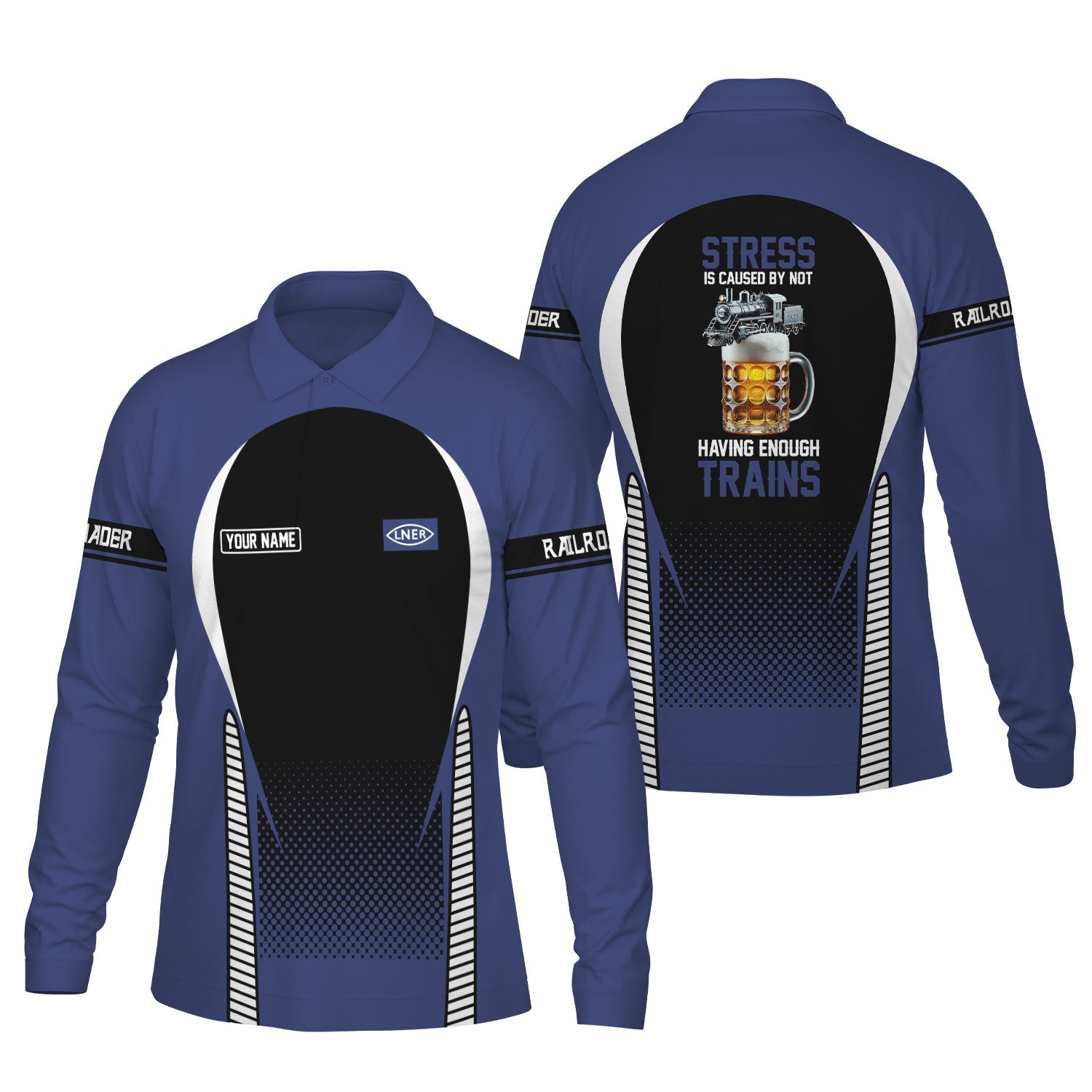 Railspirit Personalized London and North Eastern Railway Long Sleeve Polo Shirt Train Long Sleeve Polo Shirt Gift Idea For Train Lover