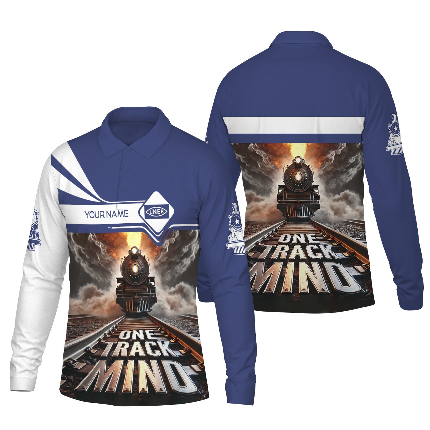 Railspirit Personalized London and North Eastern Railway Long Sleeve Polo Shirt One Track Mind Train Printed Shirt