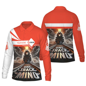 Railspirit Personalized Bristish Railway Long Sleeve Polo Shirt One Track Mind Train Printed Shirt