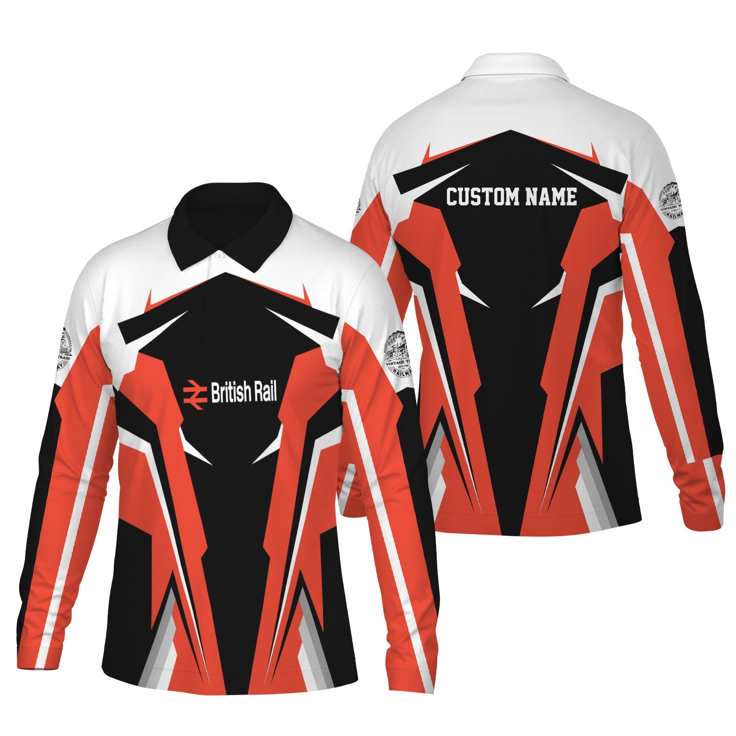 Railspirit Personalized Bristish Railway Long Sleeve Polo Shirt Strong Line Train Long Sleeve Polo Shirt Gift Idea For Train Lover