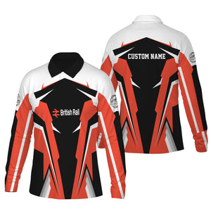 Railspirit Personalized Bristish Railway Long Sleeve Polo Shirt Strong Line Train Long Sleeve Polo Shirt Gift Idea For Train Lover