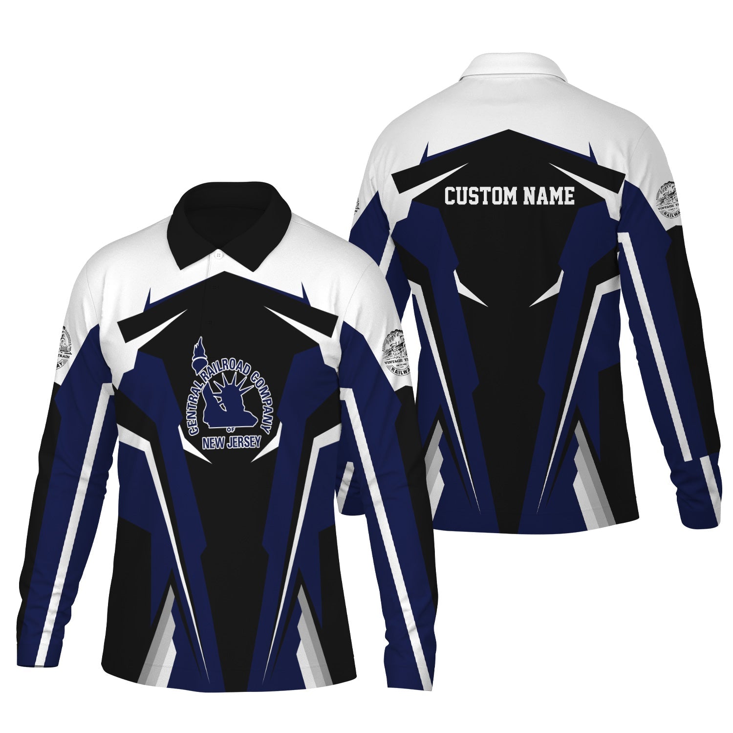 Railspirit Personalized Jersey Central Railroad Long Sleeve Polo Shirt Strong Line Train Long Sleeve Polo Shirt Gift Idea For Train Lover