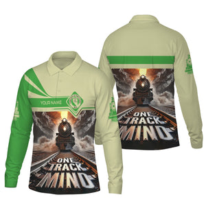 Railspirit Personalized Virginia & Truckee Railroad Long Sleeve Polo Shirt One Track Mind Train Printed Shirt