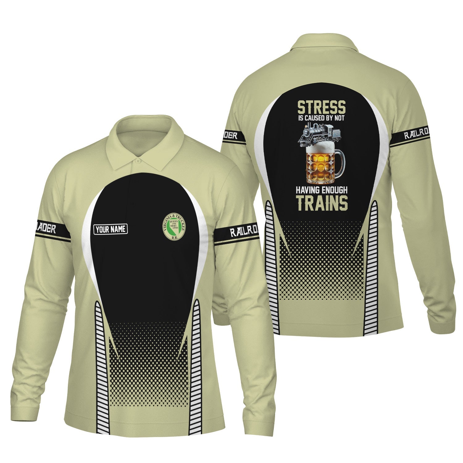 Railspirit Personalized Virginia & Truckee Railroad Long Sleeve Polo Shirt Train Long Sleeve Polo Shirt Gift Idea For Train Lover