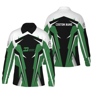 Railspirit Personalized Burlington Northern Railroad Long Sleeve Polo Shirt Strong Line Train Long Sleeve Polo Shirt Gift Idea For Train Lover