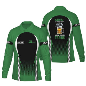 Railspirit Personalized Burlington Northern Railroad Long Sleeve Polo Shirt Train Long Sleeve Polo Shirt Gift Idea For Train Lover