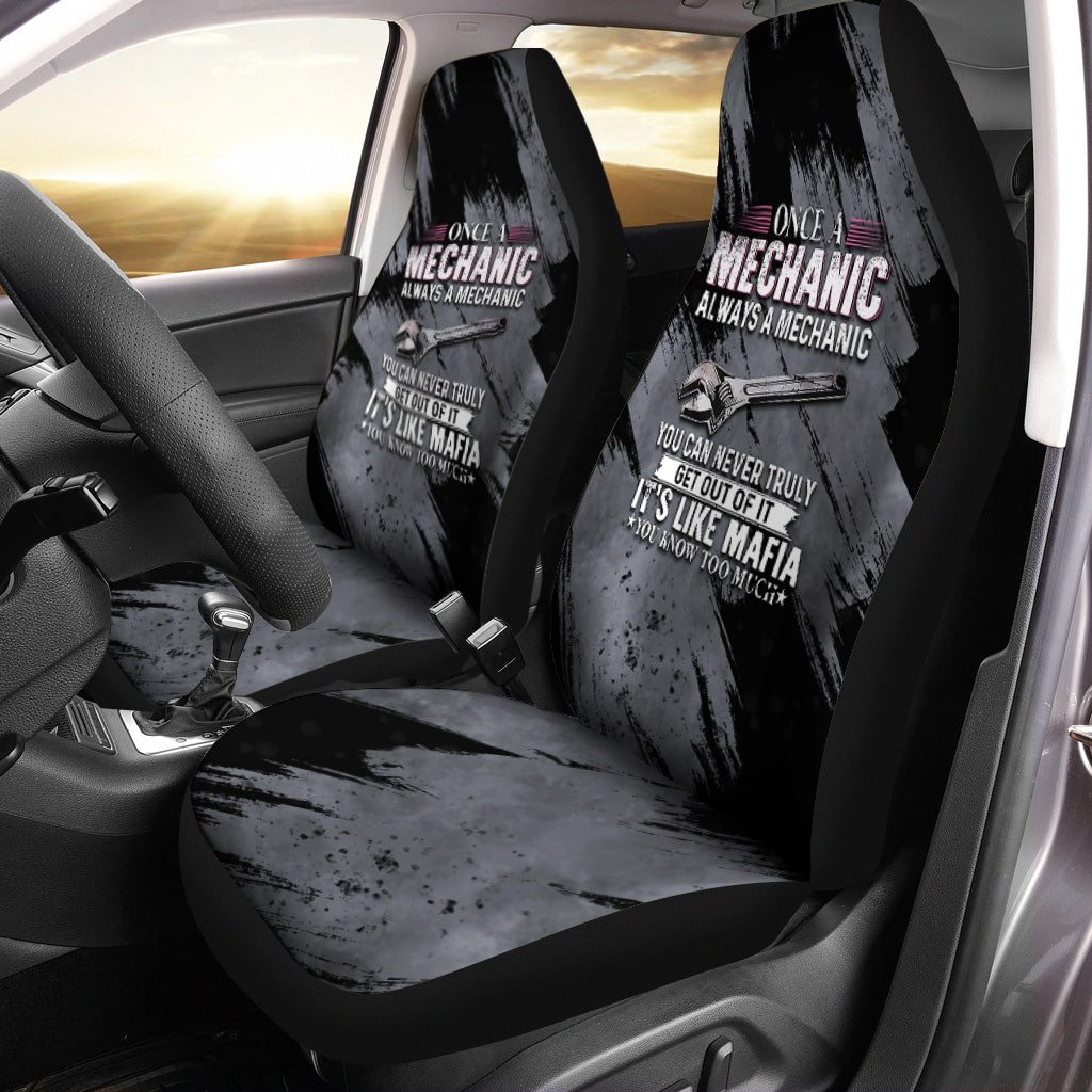 Once A Mechanic Always A Mechanic Car Seat Cover Funny Printed Vintage Mechanic Seat Cover