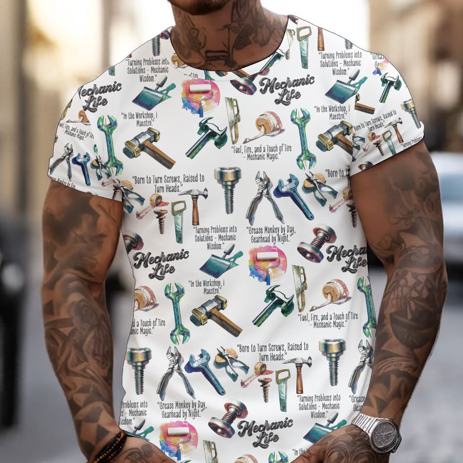 Mechanic Life T-Shirt, Funny Gearhead Quote, Tool Design, Perfect Gift for Mechanics & Auto Enthusiasts, Adjustable Sizes, Premium Quality