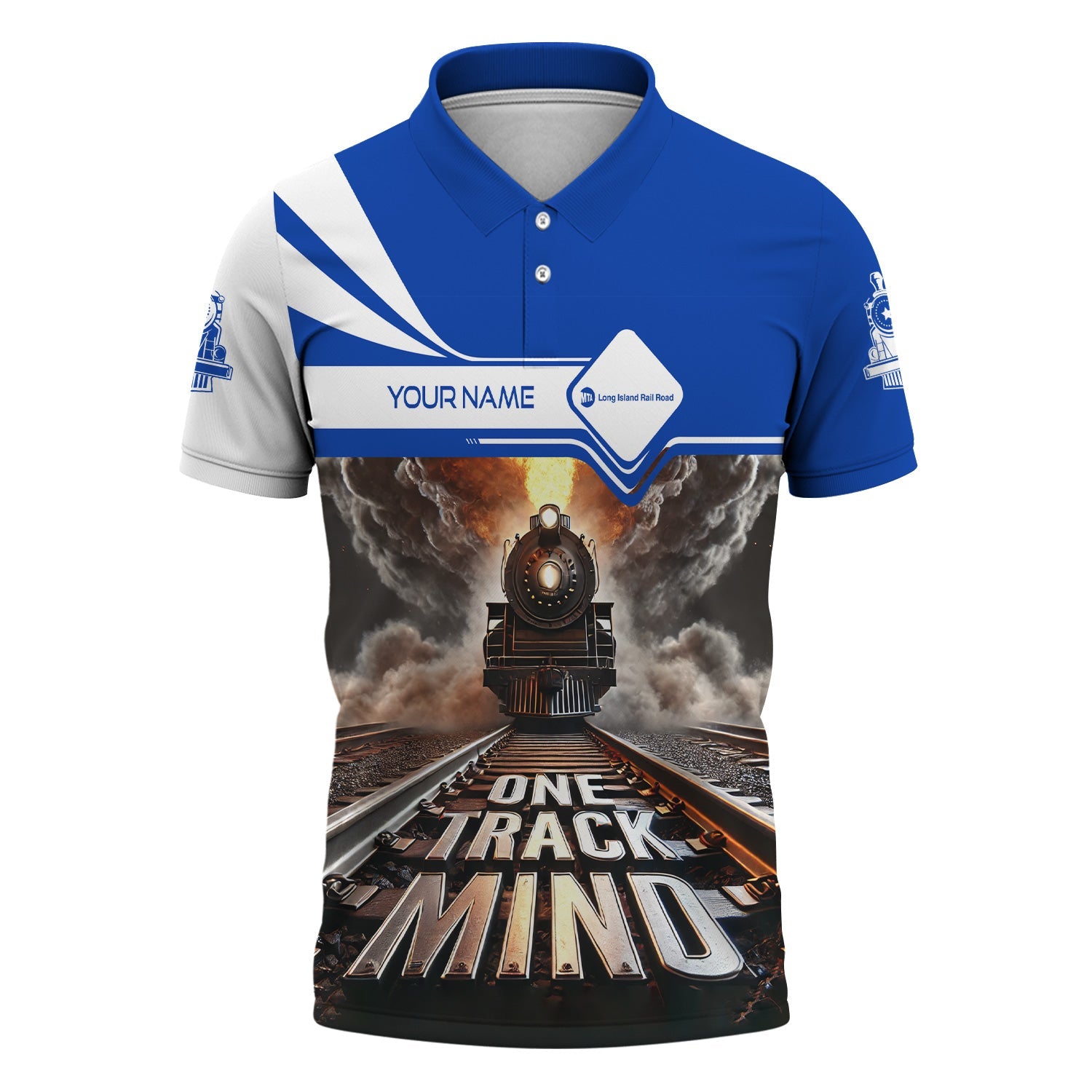 Railspirit Personalized Long Island Railroad Polo Shirt One Track Mind Train Printed Shirt