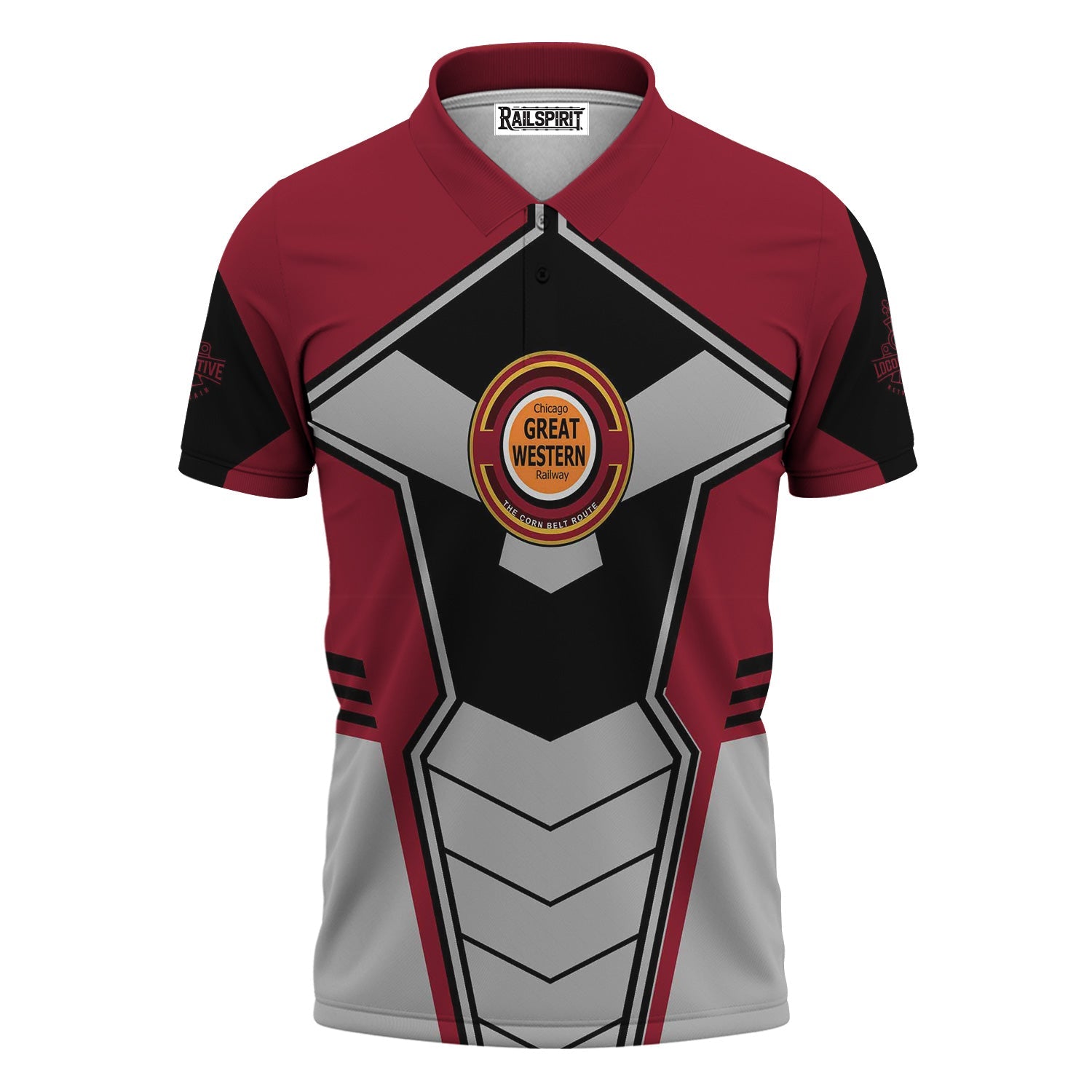 Railspirit Personalized Chicago Great Western Railroad Polo Shirt Engine-Inspired Style Train Shirt for Railroad Fanatic