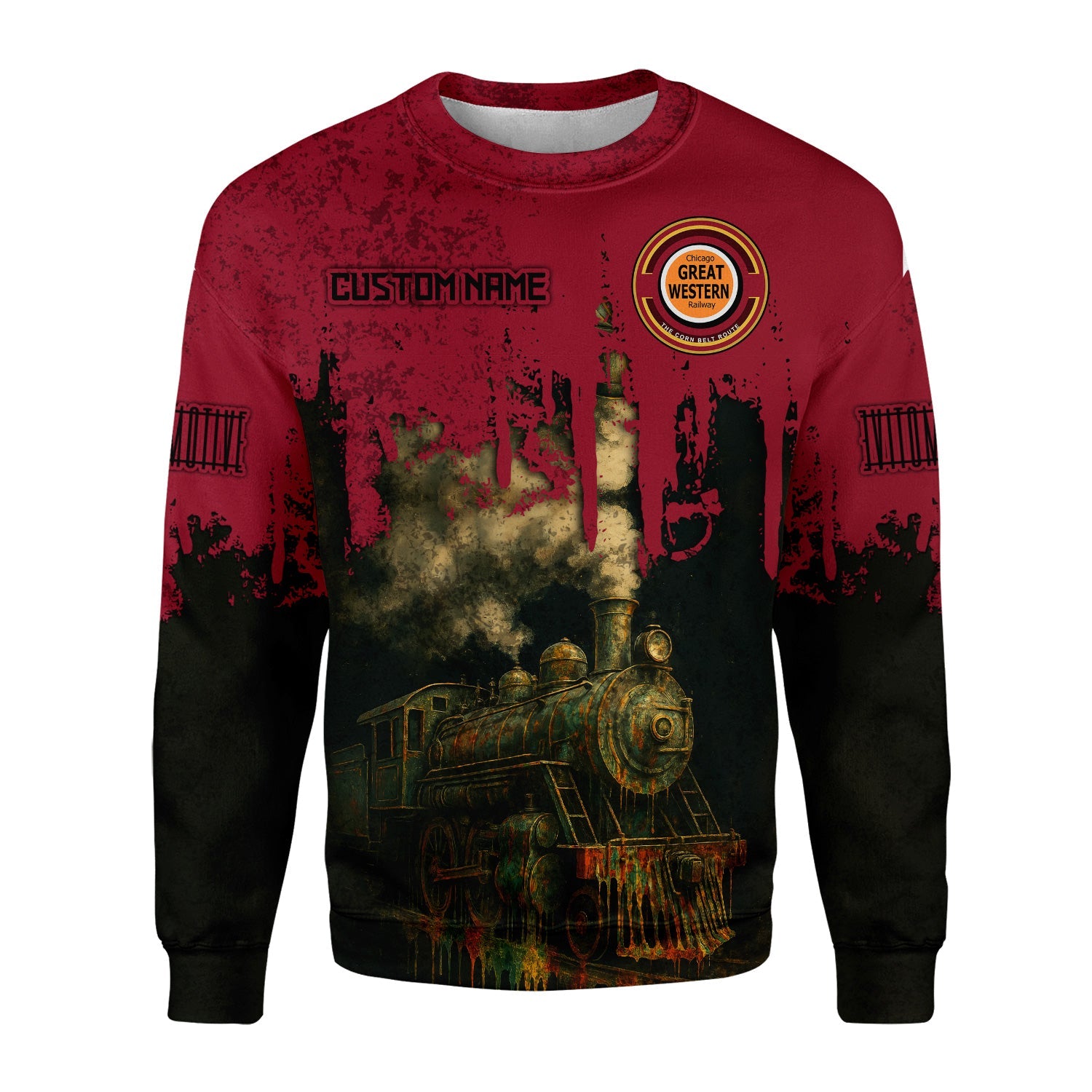 Railspirit Personalized Chicago Great Western Railroad Sweatshirt Vintage Train Art Style Shirt For Locomotive Fans