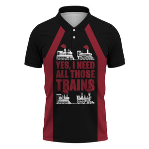 Railspirit Custom Name Chicago Great Western Railroad Polo Shirt Yes I Need All Those Train Printed Shirt