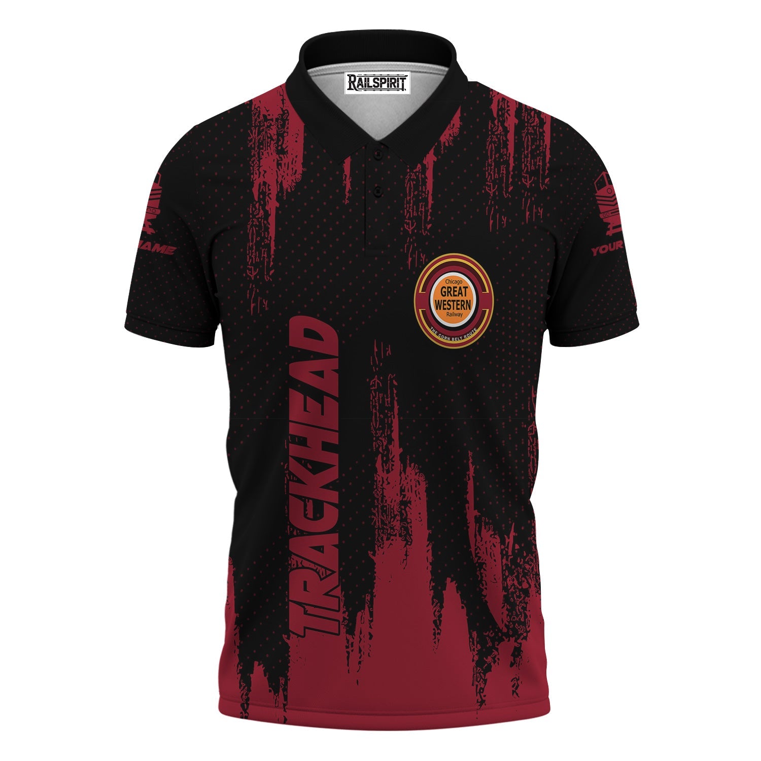 Railspirit Personalized Chicago Great Western Railroad Polo Shirt Paint Impact Design Train Shirt for Trackhead