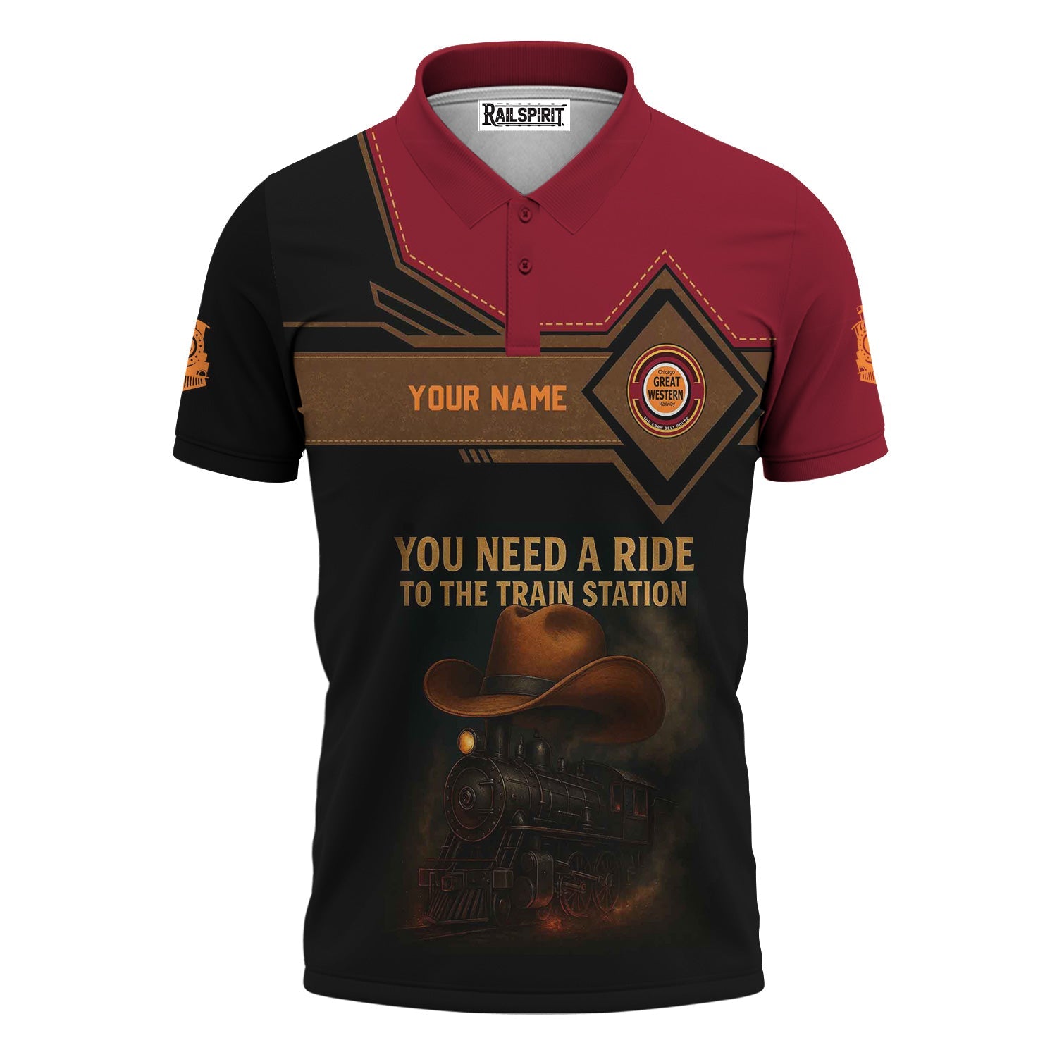 Railspirit Personalized Chicago Great Western Railroad Polo Shirt You Need A Ride To The Train Station Shirt For Train Lovers