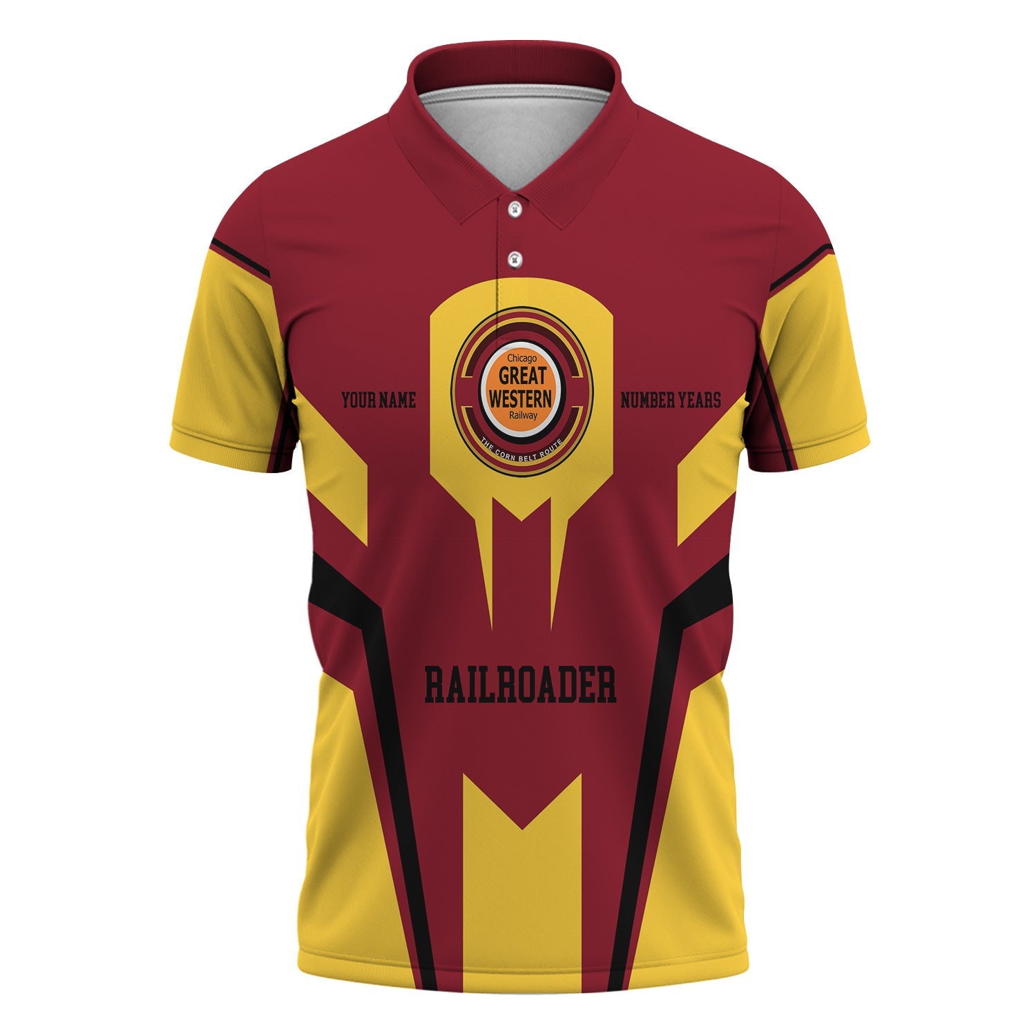 Railspirit Personalized Chicago Great Western Railroad Polo Shirt Custom Year Railroader Shirt Gift Idea For Train Lover