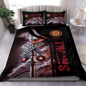 Railspirit Personalized Chicago Great Western Railroad Bedding Set Railroad Crossing Sign Bedding Set All Over Print