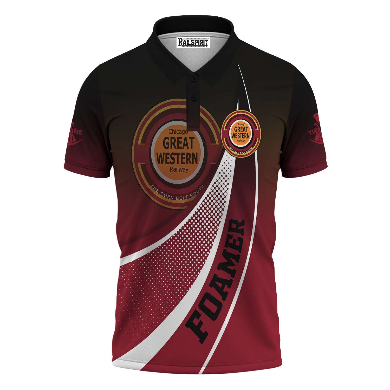 Railspirit Personalized Chicago Great Western Railroad Polo Shirt Railway-Themed Style Shirt Gift Idea For Trainspotter