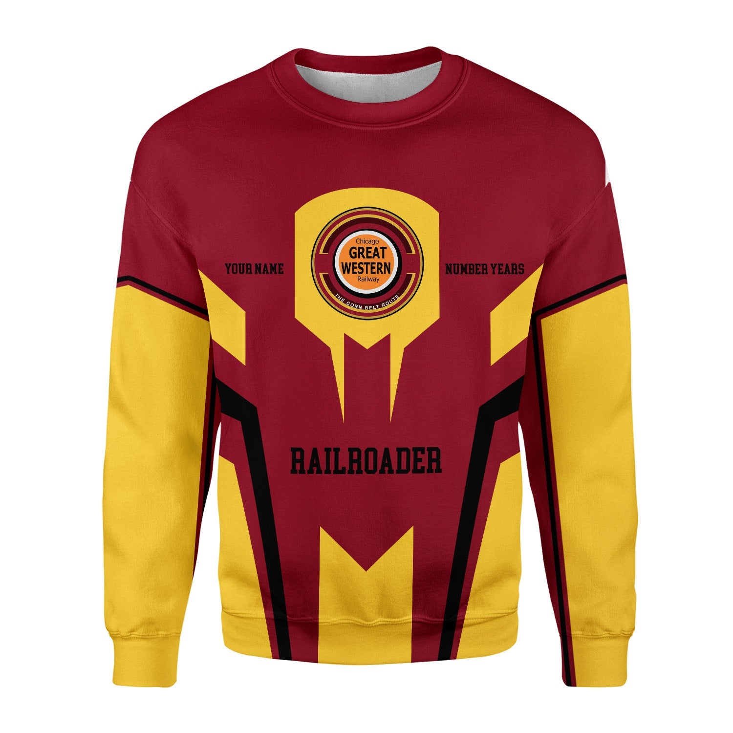 Railspirit Personalized Chicago Great Western Railroad Sweatshirt Custom Year Railroader Shirt Gift Idea For Train Lover