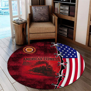Railspirit Chicago Great Western Railroad Round Mat Retro American Express Train With USA Flag Round Mat